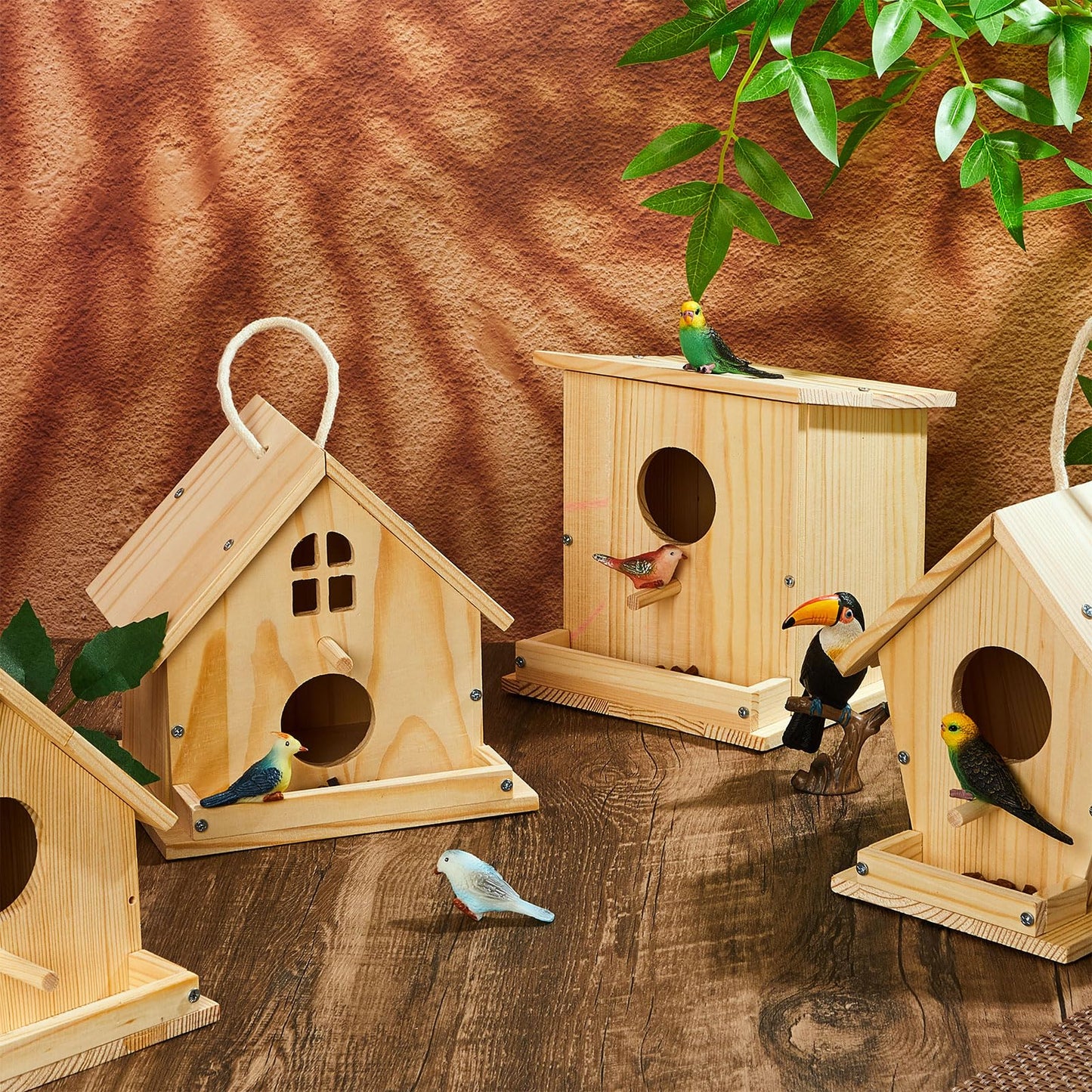 Liliful 8 Pack Birdhouse Crafts for Kids, Wooden Creative DIY Bird House Kits Arts and Crafts Set for Kids and Adults, Spring Birthday Gifts for Toddlers Ages (Seasonal Style)