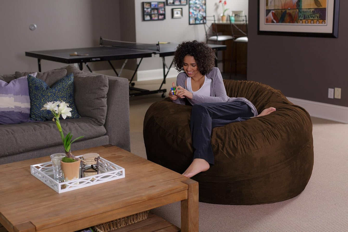 Sofa Sack Bean Bag Chair - Plush, Ultra Soft - Memory Foam Bean Bag Chair with Microsuede Cover - Stuffed Foam Filled Furniture and Accessories for Dorm Room 5 Feet - Chocolate