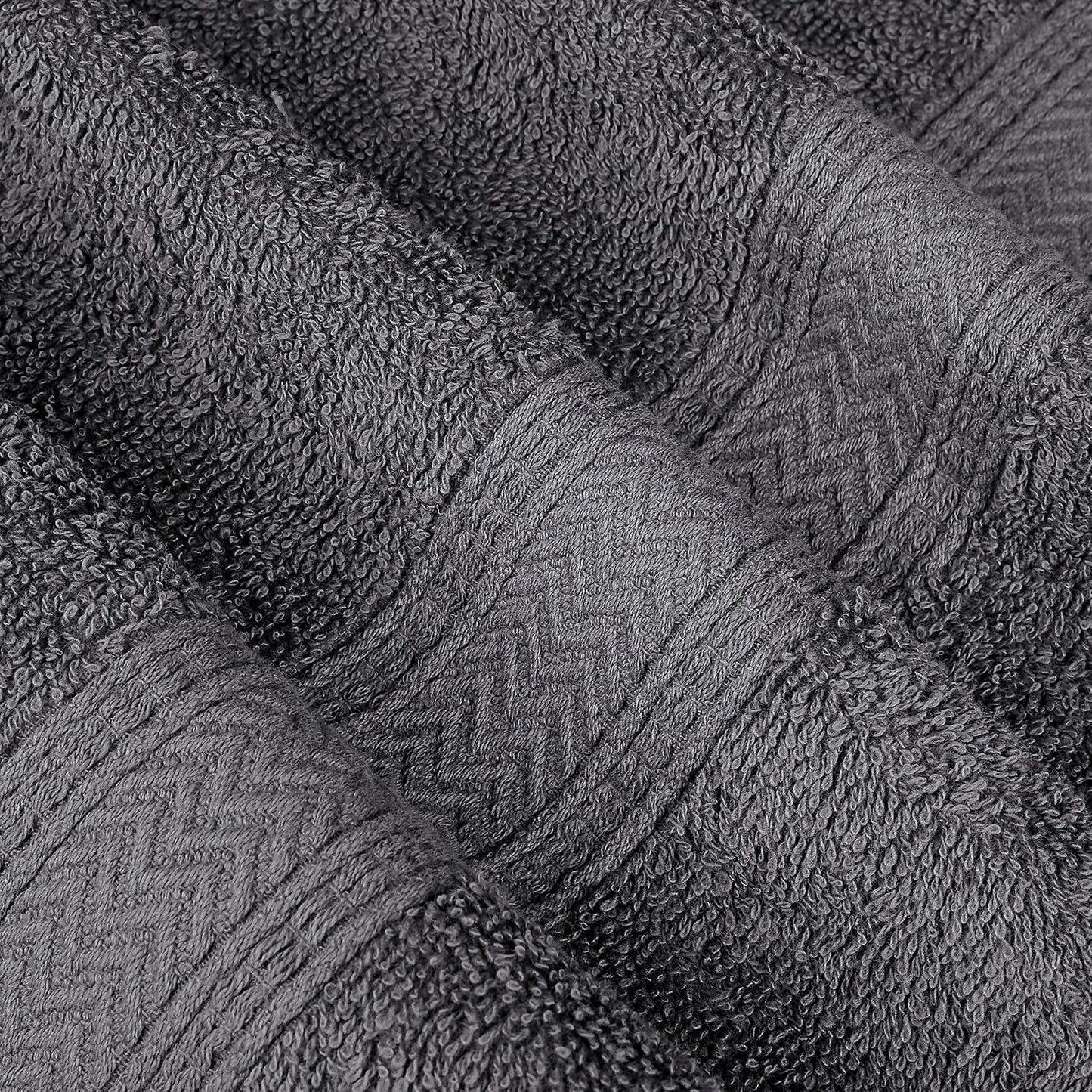 Hillfair 12 piece 600 GSM Cotton Bath Towels - Hotel Spa Quality - 2 Bath, 4 Hand, 6 Washcloths - Absorbent Super Soft Grey Cotton Set