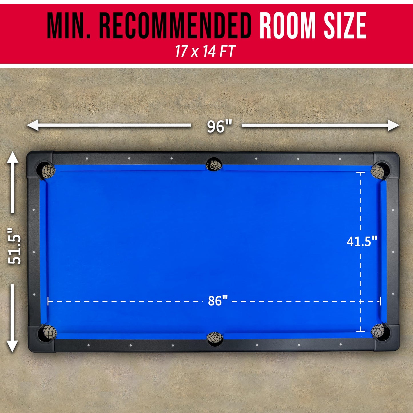 GoSports Full Size 8 ft x 4.2 ft Billiards Game Table - Foldable Design, Includes Full Set of Pool Balls, 2 Cue Sticks, Chalk, and Felt Brush - Blue