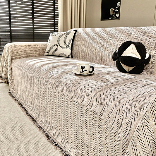 Nobildonna Sofa Cover Washable Soft Thicken Chenille Couch Cover with Tassel,Waterproof Sofa Slipcover for 3-4 Cushion Couch,Sectional Sofa,L-Shaped Furniture Protector Pet-Friendly,Brown 71"x134"