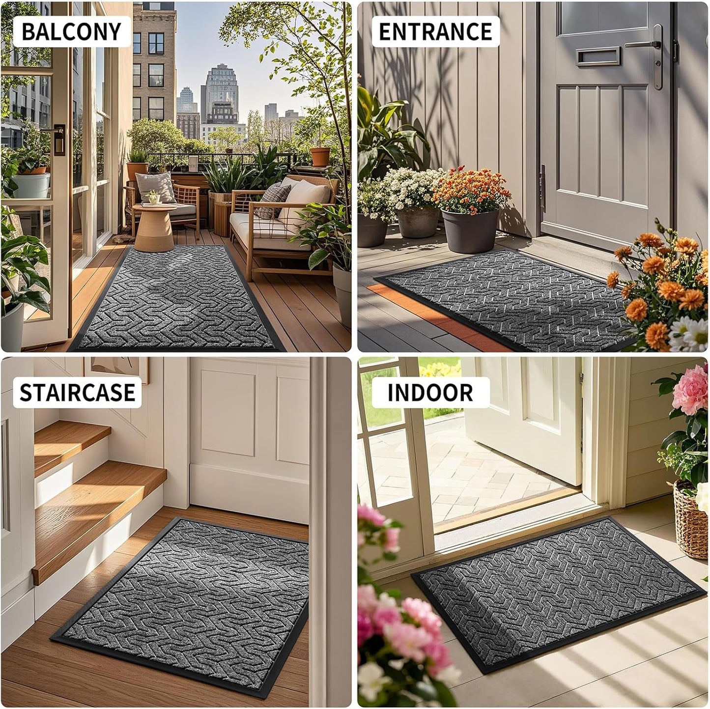 Yimobra Large Door Mat Outside Entrance 47x32, Waterproof Heavy Duty Outdoor Mats for Front Door, Non Slip Rubber Entry Mat for Garage Patio Indoor, Easy Clean, Mix Grey