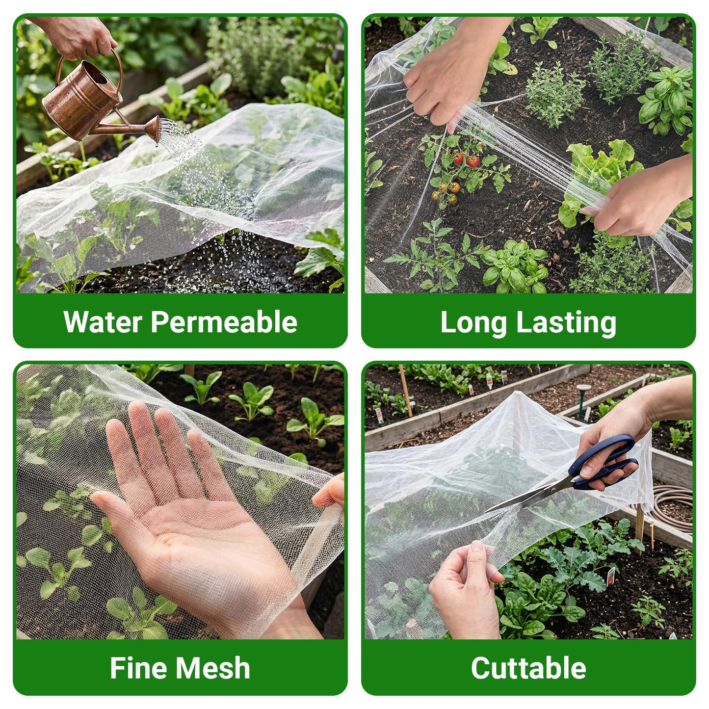 Ultra Fine 4'x10' Garden Netting – No Frame Needed, Easy Install, Pest Barrier & Bird Netting, Plant Cover for Garden, Greenhouse, Patio, Protecting Vegetables, Flowers, Trees
