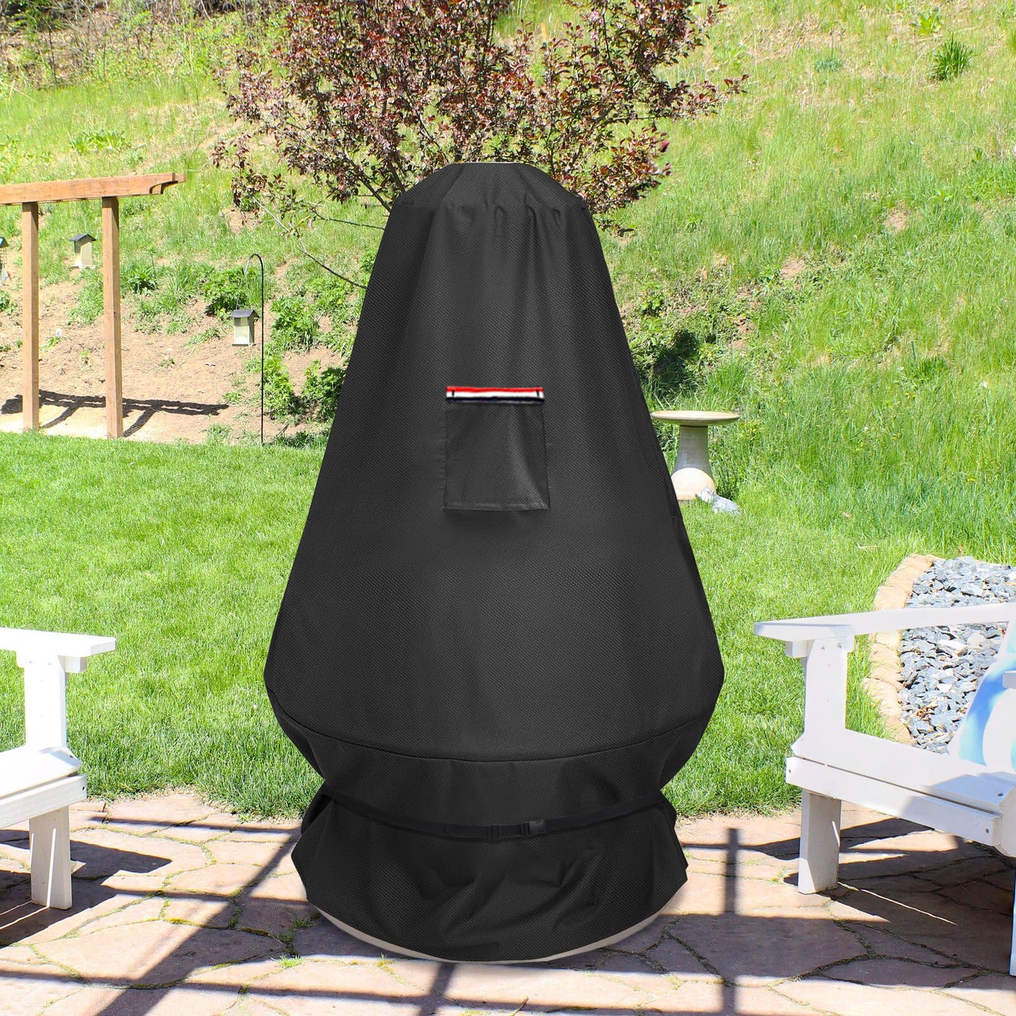CHC-601 Chimenea Propane Fire Pit Heater Cover,Heavy Duty 600D Waterproof Cover Compatible with COH-600 Chimenea Propane Fire Pit,31"D x 31"W x 48"H,Black