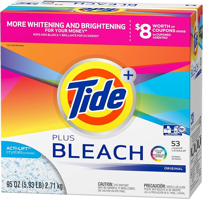 Tide Laundry Detergent with Bleach Powder, Orange, Original, 95 Ounce (Packaging May Vary)