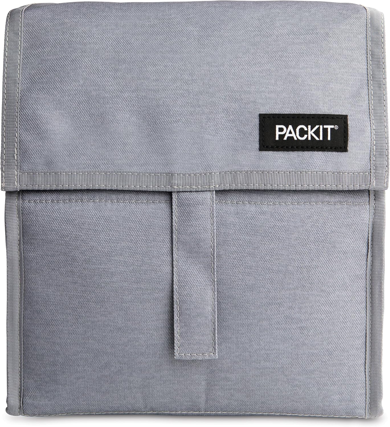 Packit® Freezable Lunch Bag, Gray Fog, Built with ECOFREEZE® Technology, Foldable, Reusable, Zip and Velcro Closure with Buckle Handle, Designed for Work Lunches and Fresh Lunch On the Go