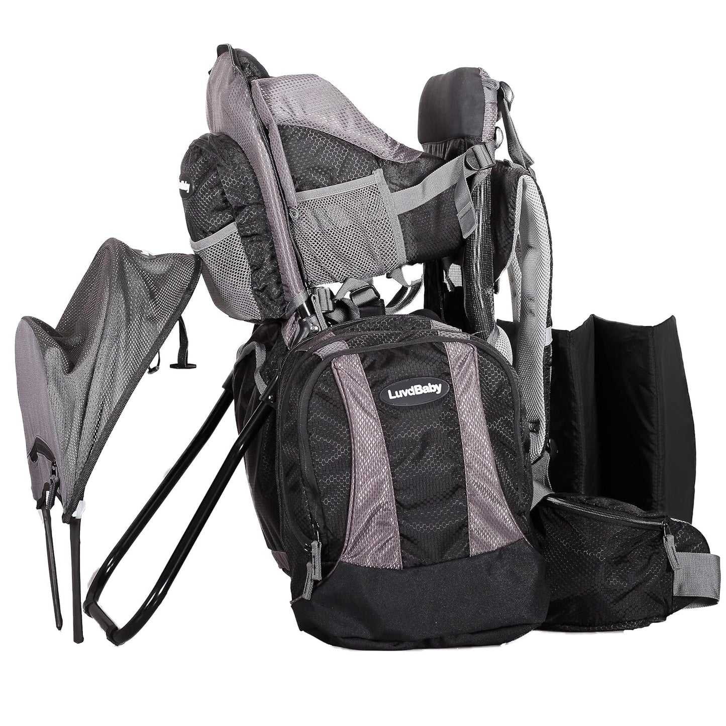 2-in 1 Baby Backpack Carrier - Ergonomic Toddler Hiking/Baby Hiking Backpack Carrier with Removable Bag, Diaper Change Pad, Insulated Pocket + Rain and Sun Hood to Protect Your Child