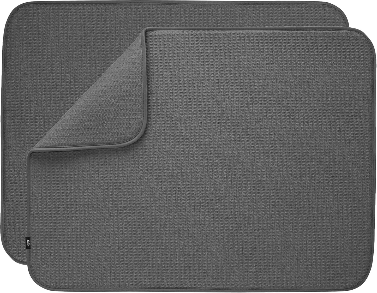 S&T INC. Dish Drying Mat XL 2 Pack, Highly Absorbent Microfiber Kitchen Counter Mat Value Pack, Dish Drying Pad for Dishes, Utensils, Pots and Pans, Extra Large 18" x 24", Charcoal Grey