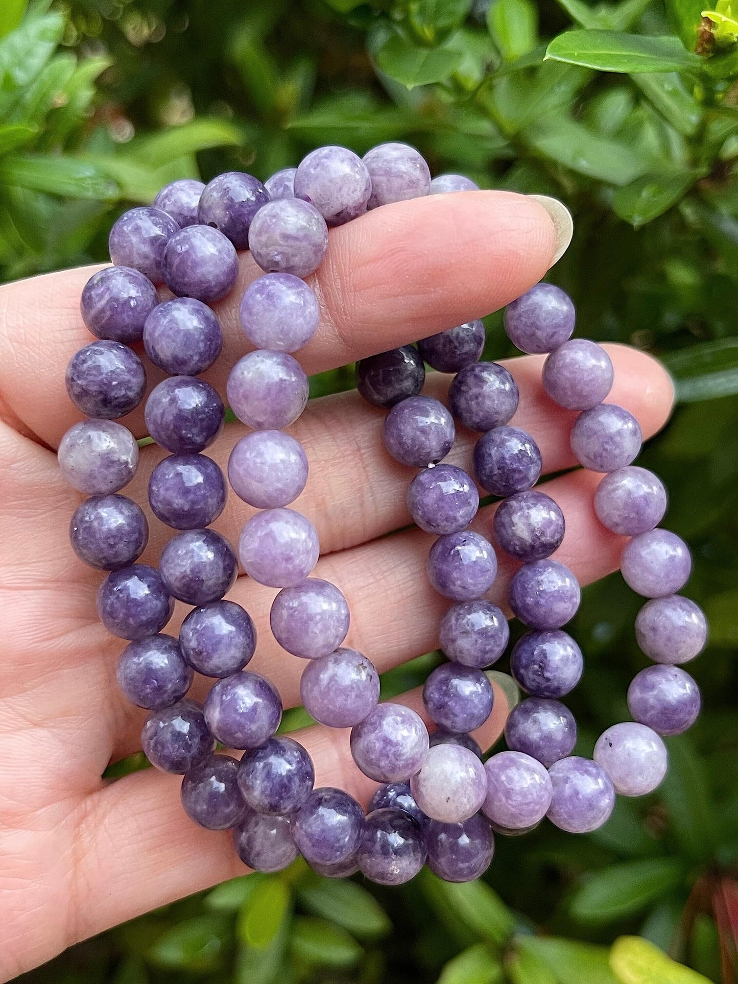 GAF TREASURES Lepidolite Crystal Bead Bracelet 8mm, Genuine Lepidolite Stretch Gemstone Bracelet, Healing Crystal Bracelet, Gift for Men & Women (1)
