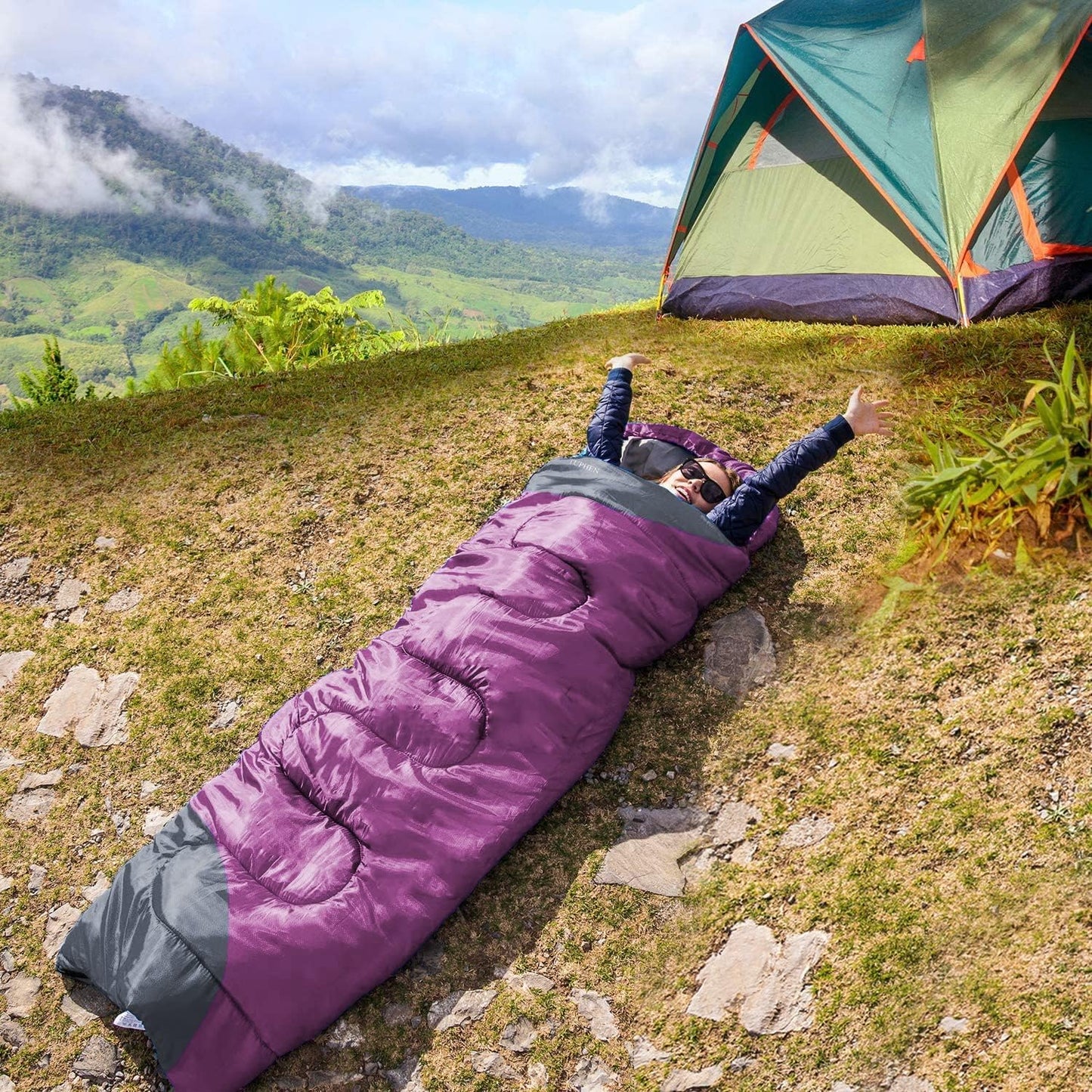 tuphen- Sleeping Bags for Adults Kids Boys Girls Backpacking Hiking Camping Microfiber Liner, Cold Warm Weather 4 Seasons Indoor Outdoor Use, Lightweight & Waterproof