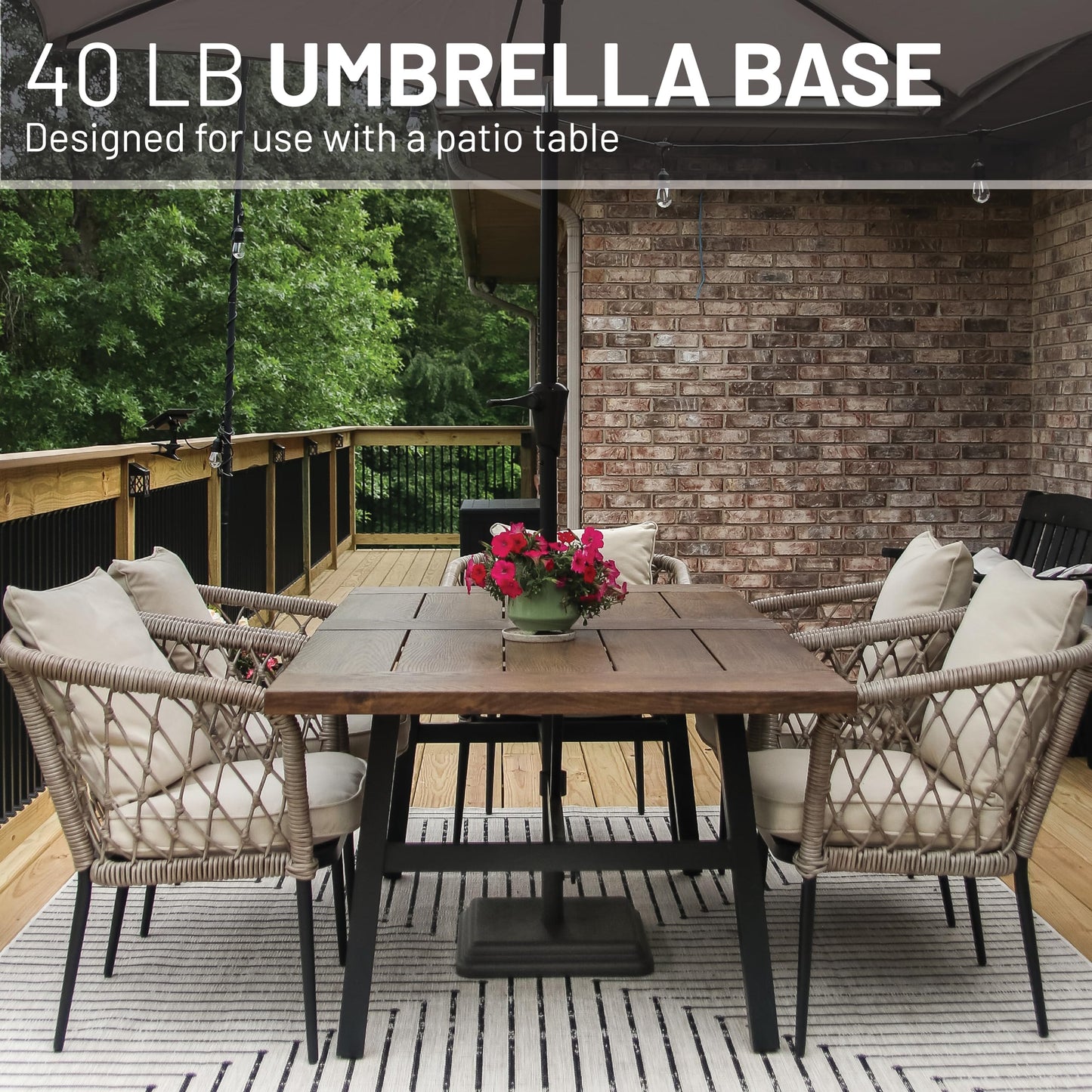 US Weight 40 Pound Umbrella Base - Weighted Umbrella base For Use With Patio Table – Heavy Duty Base- Made in the USA