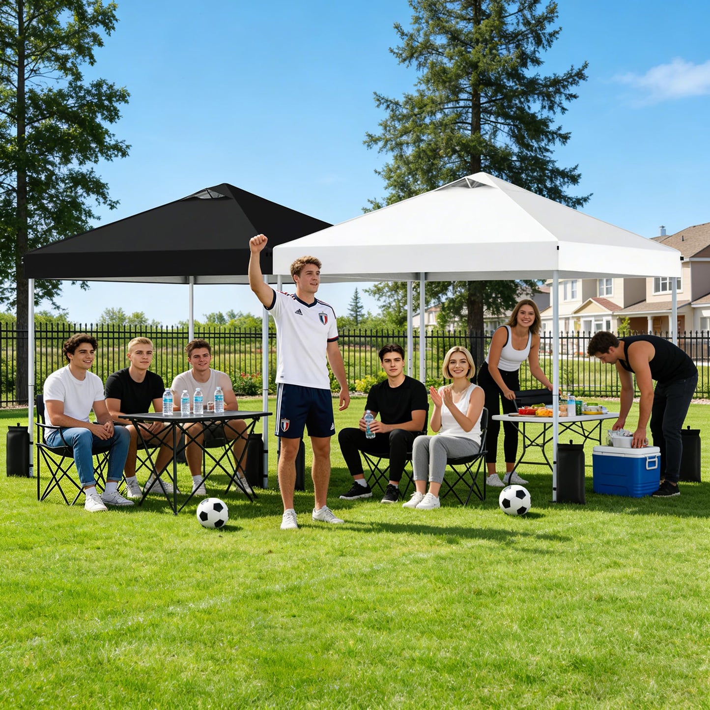 SANWAY 10x10 Pop Up Canopy Tent, One Push Setup, Heavy Duty Portable for Beach Camping Parties with Vents - Snow White