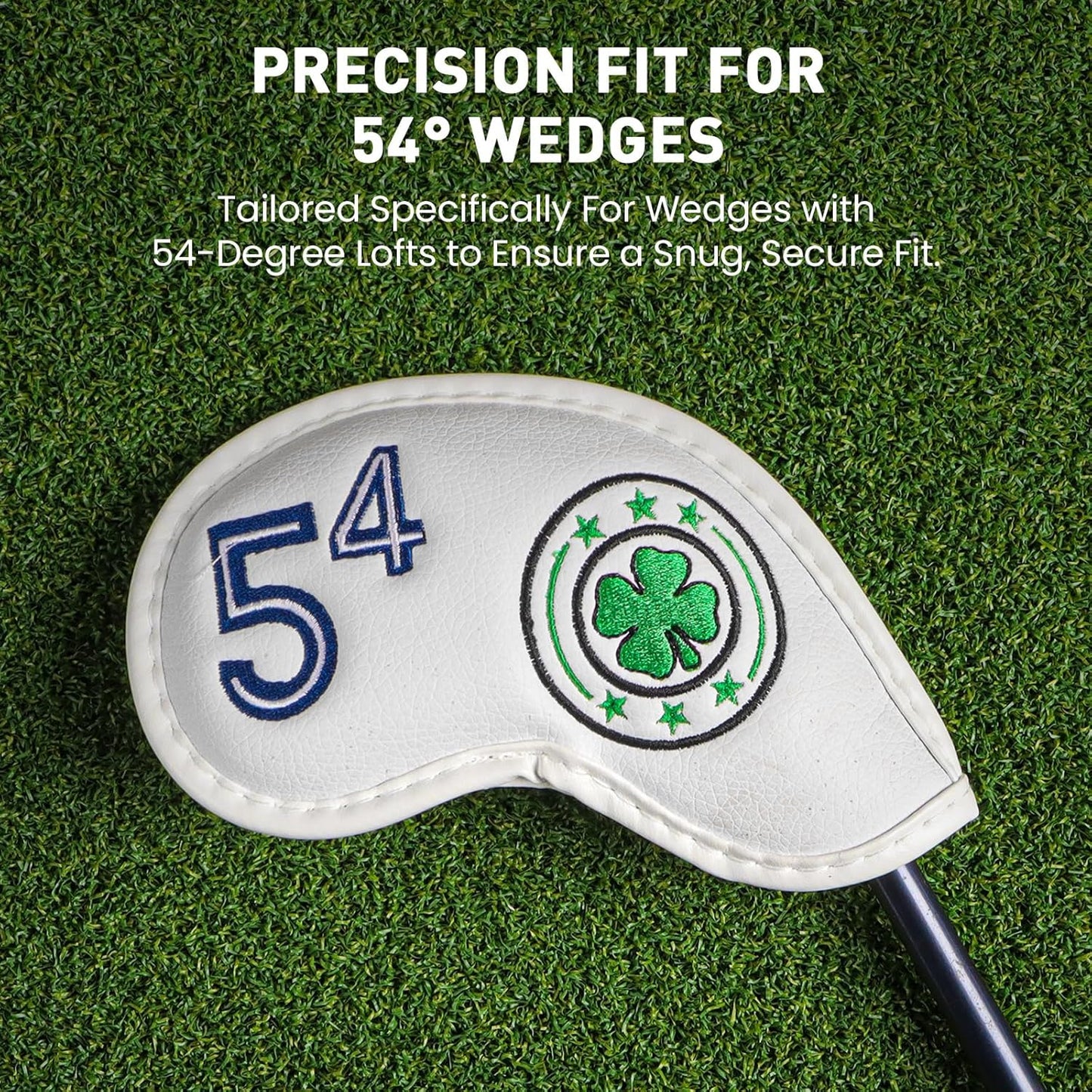 Golf Iron Wedge Head Covers 52° 54° 56° 60° 1 or 4 Pack, Synthetic Leather Clover USA Flag Design Club Head Protection, Universal Headcover Fit Iron Clubs for Men Women