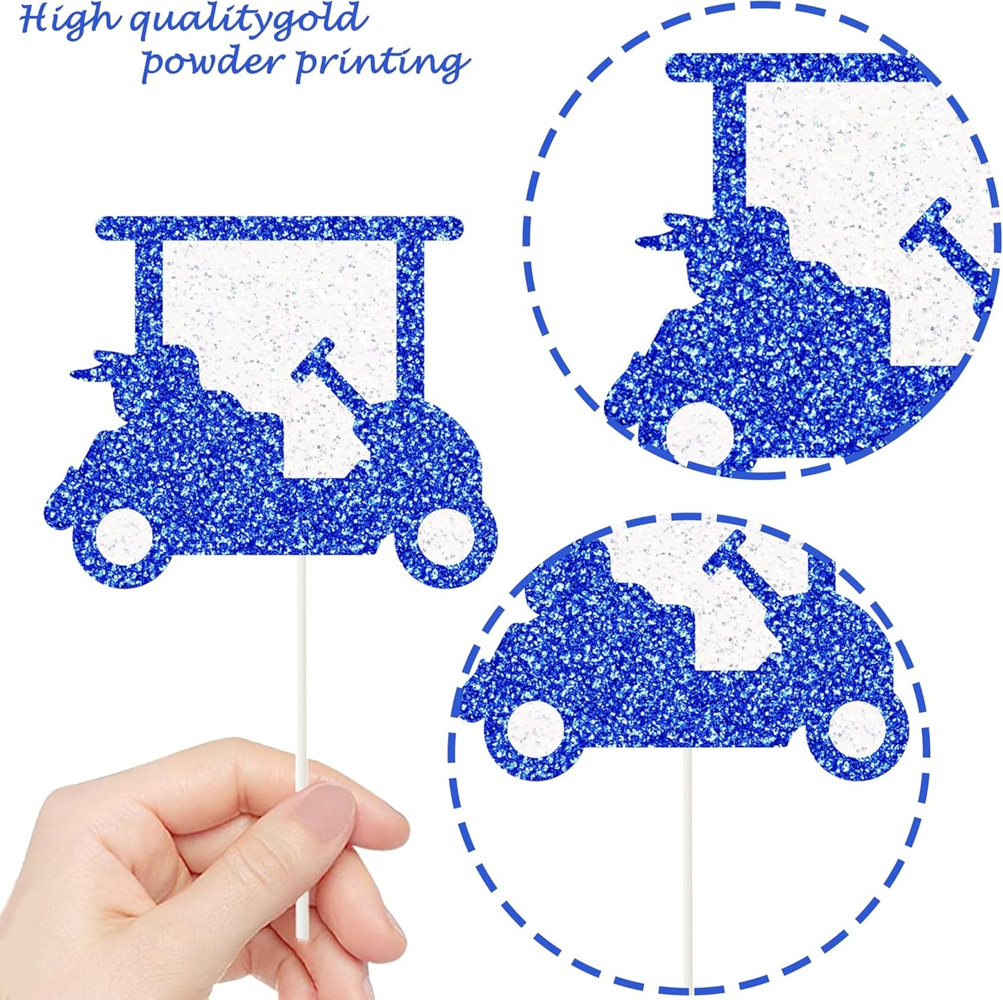 24pcs Golf Party Cupcake Toppers Golf Ball Cupcake Toppers Sticks Golf Birthday Party Decorations Sports Golf Theme Cake Picks for Golf Let's Partee Party Baby Shower Supplies