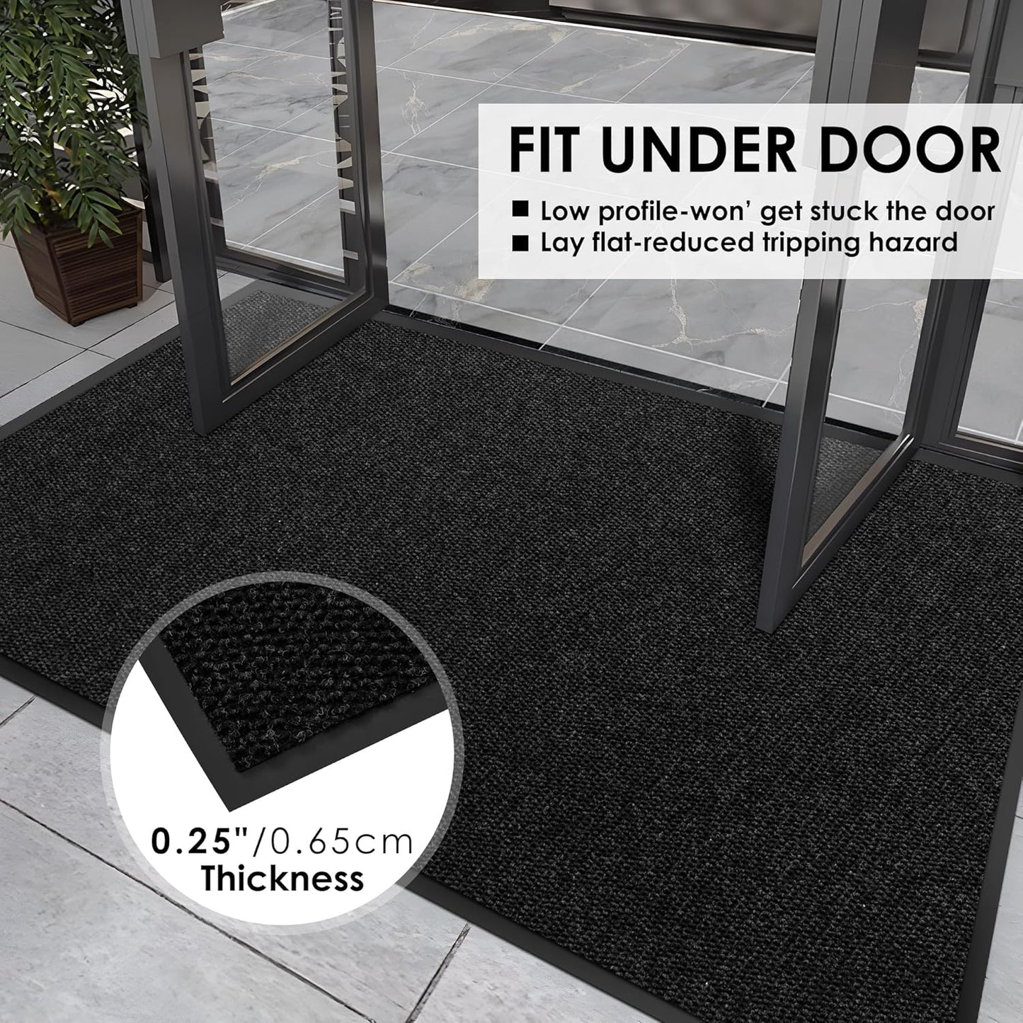 4′ x 44′ Front Door Mat Indoor Outdoor Entrance, Commercial Floor Mat Heavy Duty Dirt Trapper Entryway Doormat, Custom Size Non Slip Rubber Backing Welcome mat, Door Mat for High Traffic Area