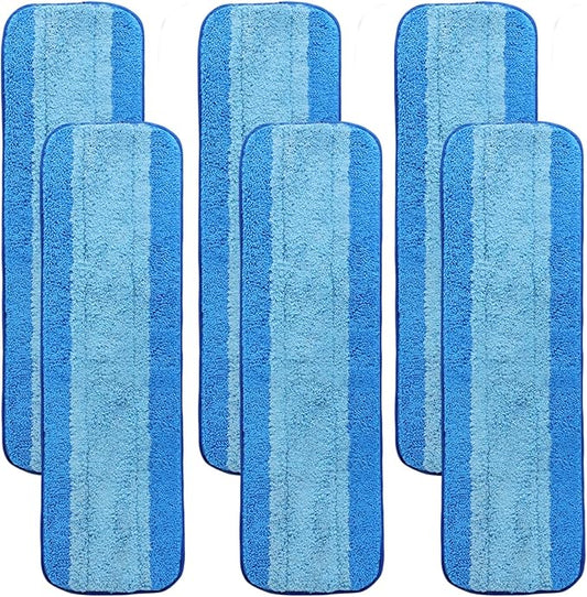 6 Pack Microfiber Cleaning Pads for Bona Mop, Reusable Microfiber Mop Pads for 18 Inch Mop, Hardwood & Hard Surface Floors Replacement Cleaning Mop Pads, Machine Washes