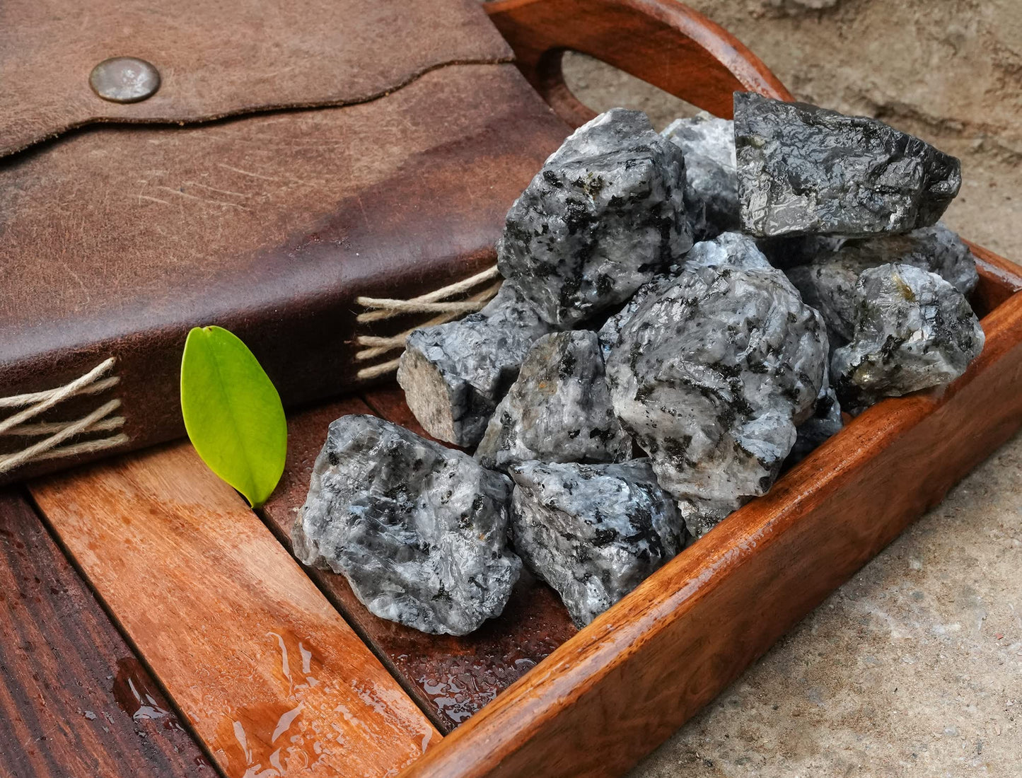 Crocon 1LB Larvikite Rough Bulk Natural Stone Raw Gemstone Tumbling Cabbing Polishing Mining Chakra Meditation Balancing Reiki Healing Good Luck Gift Home Office Decor
