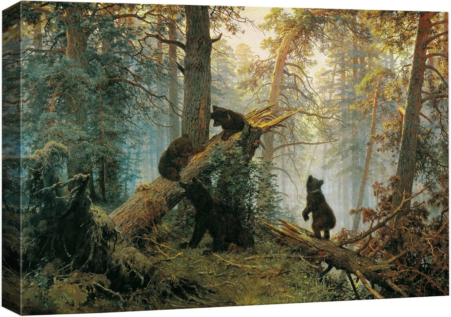wall26 Canvas Print Wall Art Black Bears in The Spring Forest Nature Wilderness Illustrations Modern Art Rustic Scenic Colorful for Living Room, Bedroom, Office - 32"x48"
