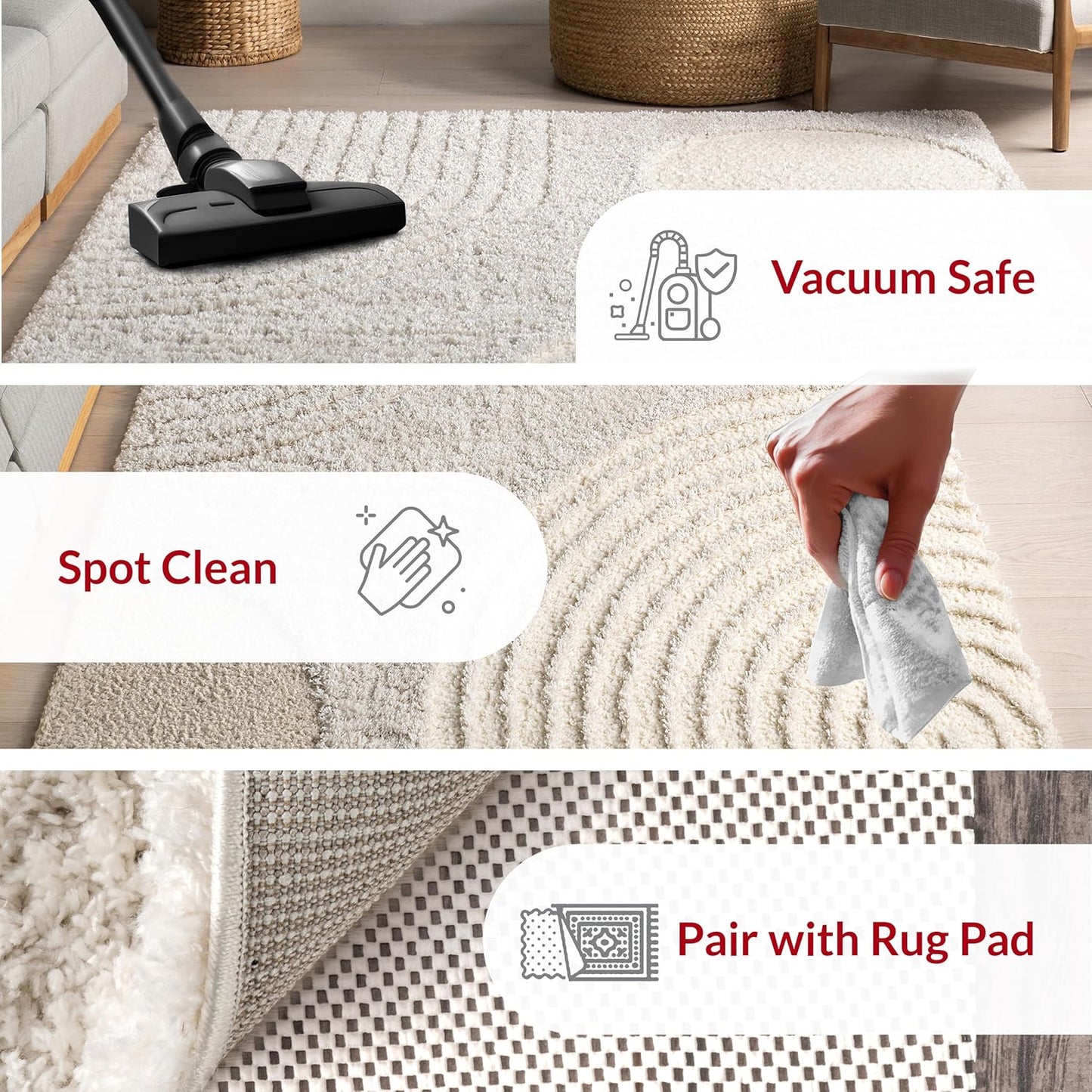 nuLOOM Gloria Abstract Shag Accent Rug, 3x5, Beige