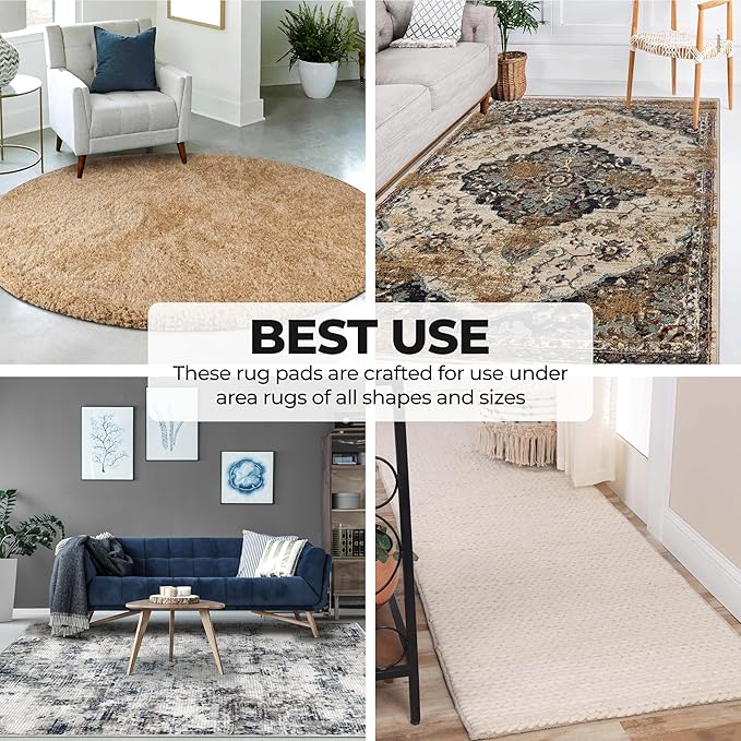Superior Indoor Area Rug Pad, Non-Slip, Non-Skid, Floor Protector, Hardwood and Tile Floor Padding, Furniture Protector Pad, Carpet Gripper Mat, Felt and Rubber Rug Grip, Lima Collection, 4' x 6'