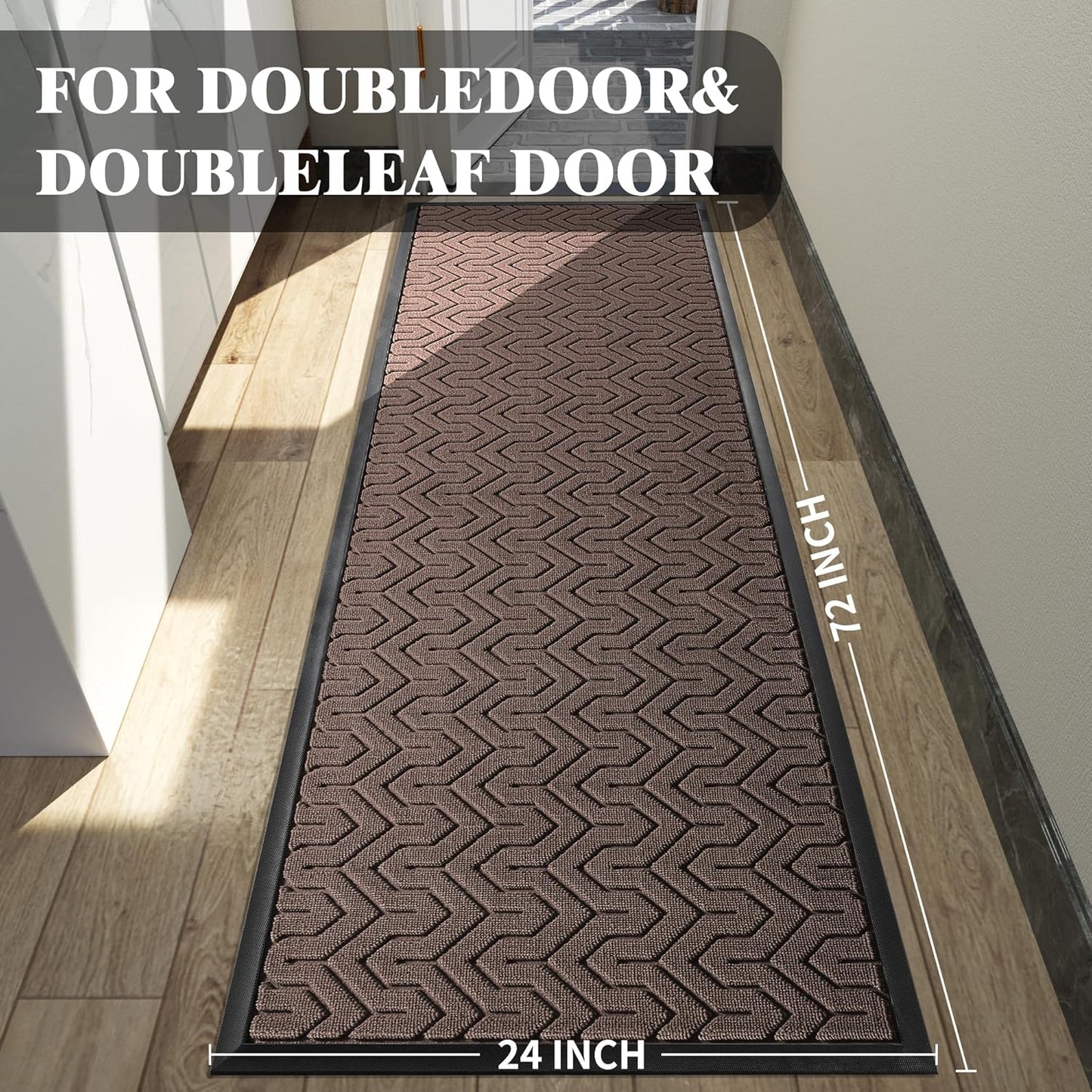 Yimobra 72x24 Indoor Outdoor Runner Rug, Heavy-Duty Entrance Mat for High Traffic Areas, Commercial Grade Welcome Door Mat, Easy Clean Brown