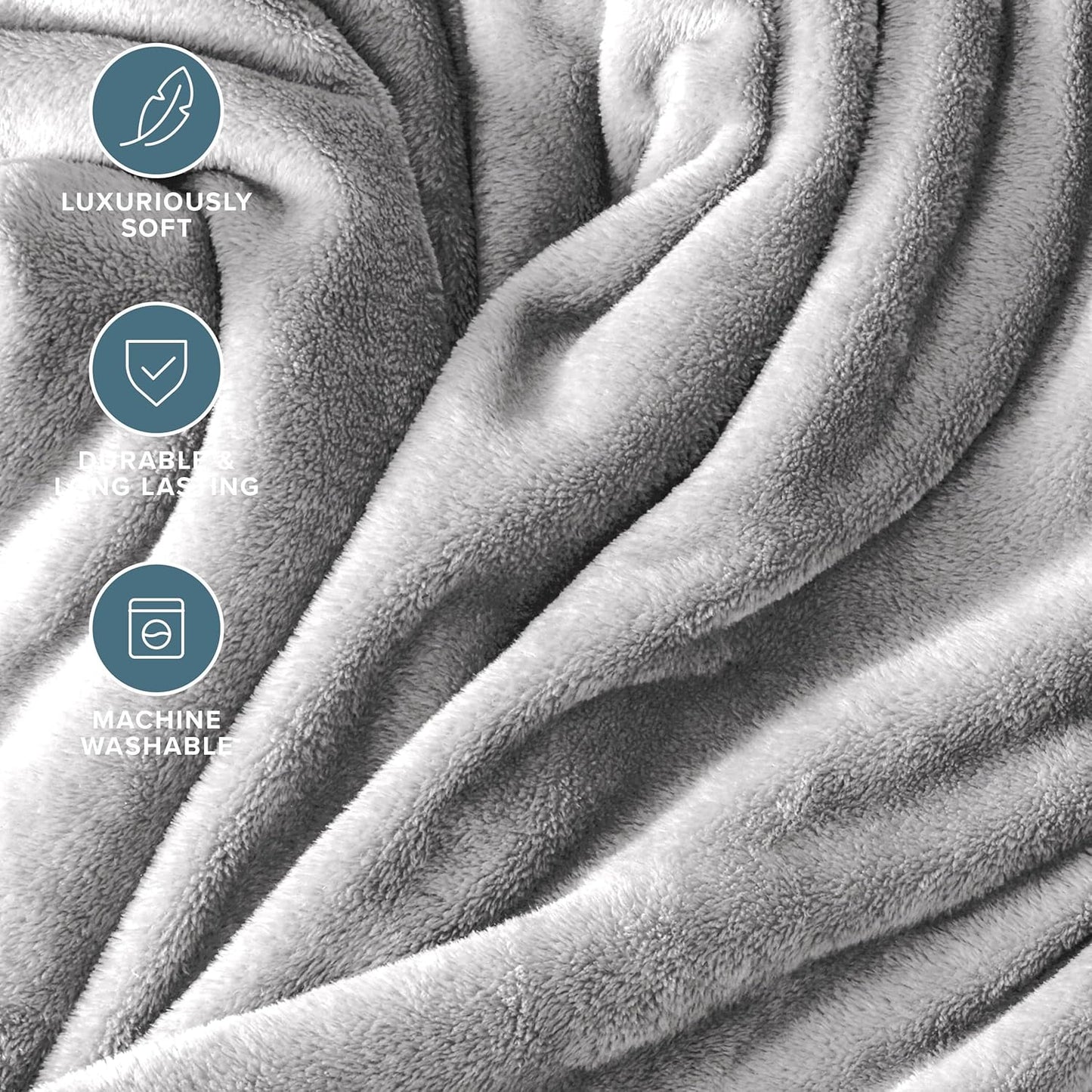 Bare Home Fleece Blanket - Throw/Travel - Ultra-Soft Lightweight for Bed, Sofa, and Couch - Luxury Microplush - Cozy Warm Blanket (Throw/Travel, Light Grey)