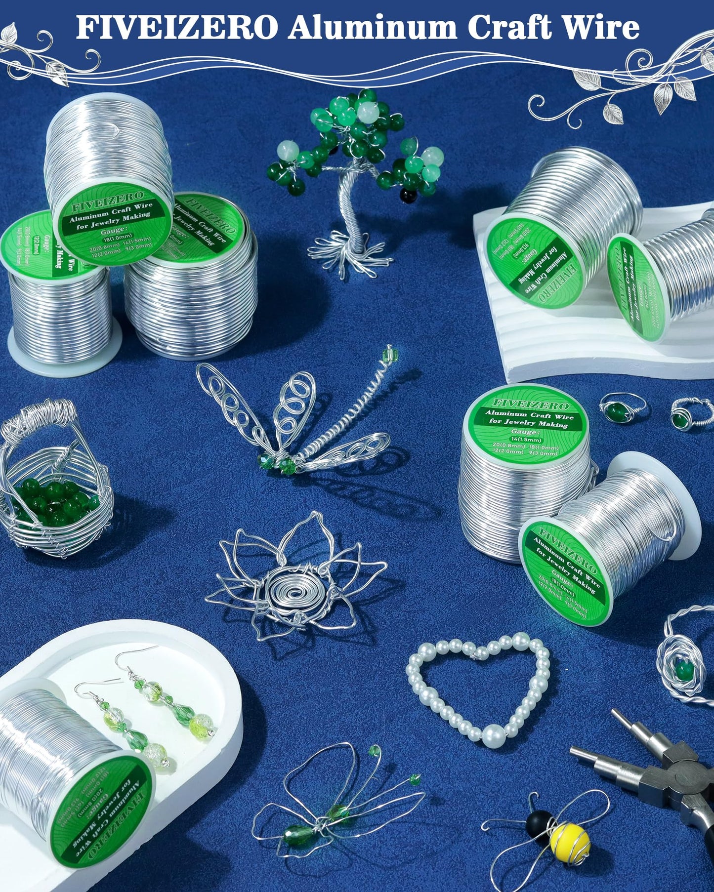 FIVEIZERO 18 Gauge Aluminum Craft Wire 328ft,Armature Wire for Sculpting, Bendable Metal Wire for Jewelry Making, Wire Wrapping, Floral Sculptures,Clay & Christmas Ornaments Crafting(Sliver)