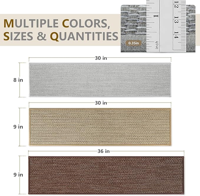 Stair Treads Non Slip for Wooden Steps Indoor 9" x 30" 4 Pack Extra Wide Stair Tread Carpet Stairs Runner, Step Pads with Reusable Adhesive for Dogs Kids Elders, Machine Washable, Beige