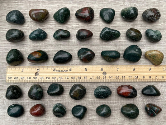 GAF TREASURES 5 Pcs African Bloodstone Tumbled Stones, Polished African Bloodstone Gemstone, African Bloodstone Healing Crystals (African Bloodstone)