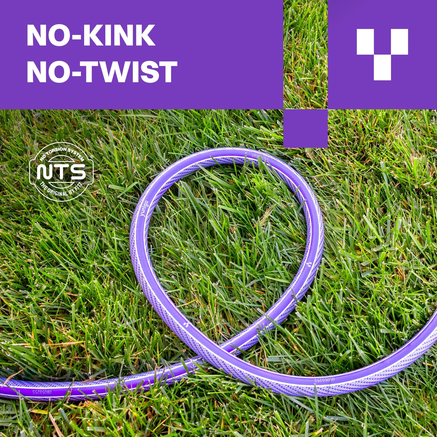 YUNIGO ESSENCE 5/8" 75ft Hybrid Purple Garden Hose – No-Kink Abrasion-Resistant with Durable Aluminum Fittings & Spray Nozzle, Ideal for Intensive Home & Garden Watering