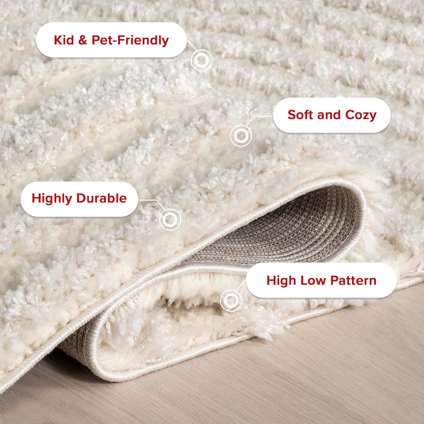 nuLOOM Gloria Abstract Shag Area Rug, 8' Round, Beige
