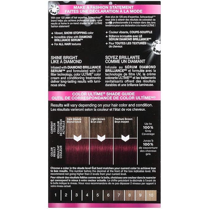 Schwarzkopf Color Ultime Hair Color, 5.23 Charcoal Fuchsia, 1 Application - Permanent Hair Dye for Vivid Color Intensity and Fade-Resistant Shine up to 10 Weeks (Pack of 2)