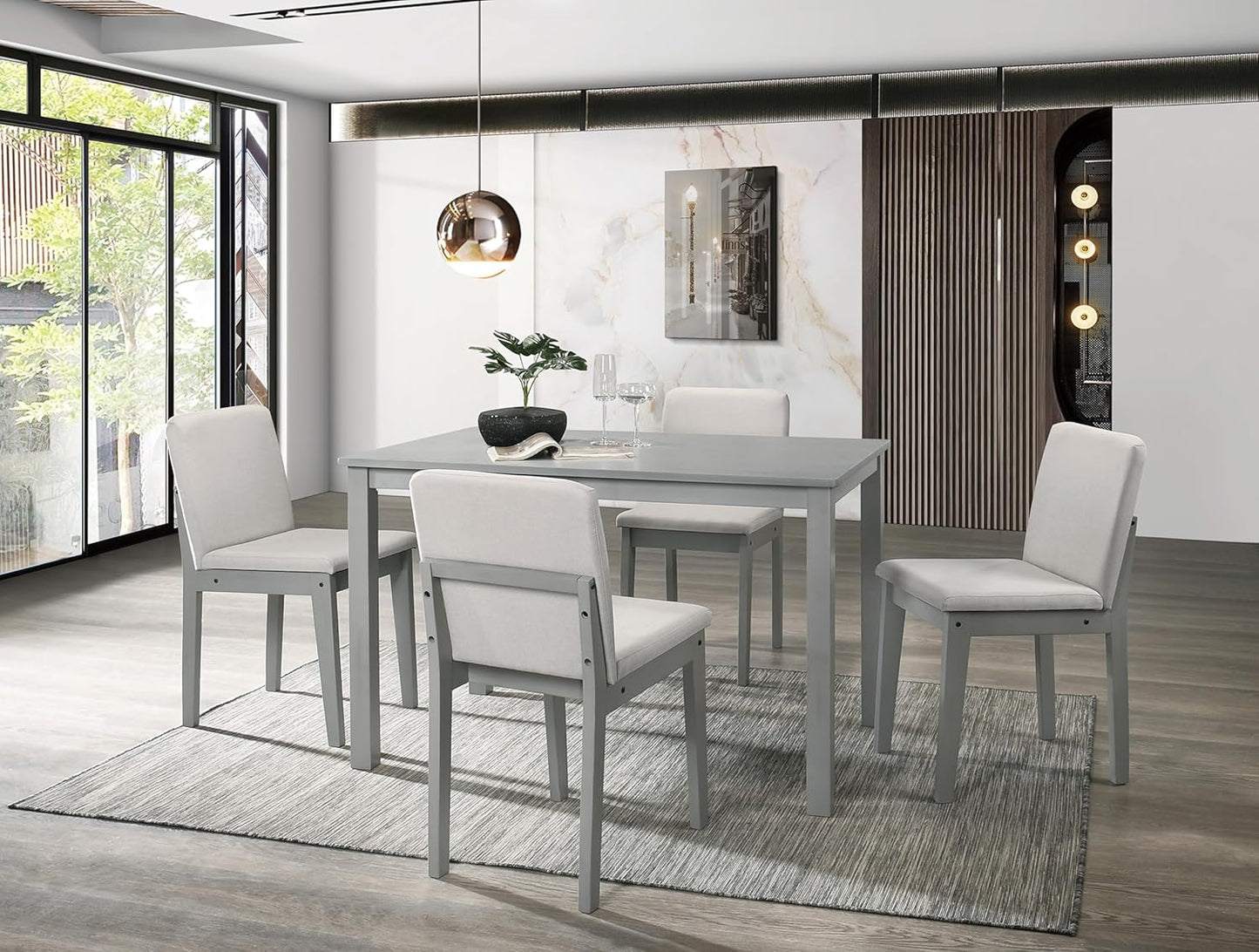 Poundex 5 Piece Dining Set in Gray