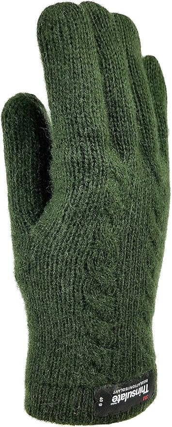 BRUCERIVER Ladie's Pure Wool Knit Gloves with Thinsulate Lining and Cable design