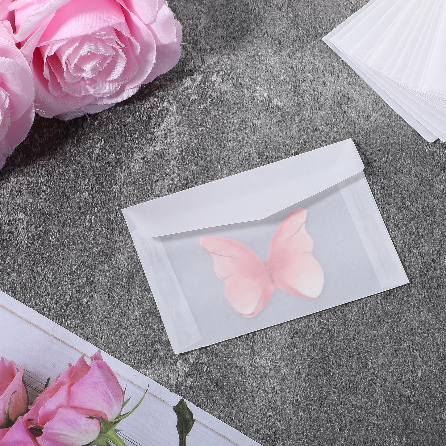 100Pcs Glassine Envelopes, 3.9×2.7 Inches Mini Lotto Ticket Holders, Transparent Glassine Bags, Small envelopes, Glassines Paper Bags for Stamp Scratch Ticket Wedding Favor Craft Project