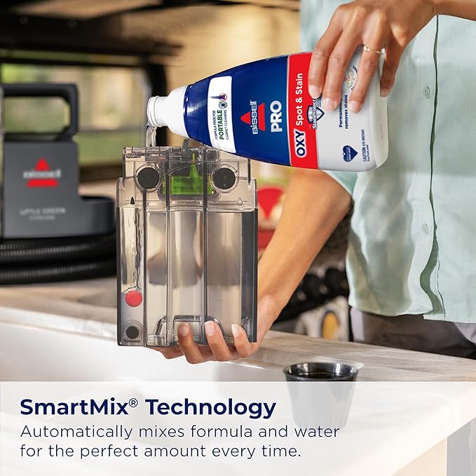 BISSELL Little Green Cordless SmartMix, Powerful Cordless Suction, HydroRinse Self-Cleaning Hose Tool, Pro Oxy Spot & Stain Formula Included