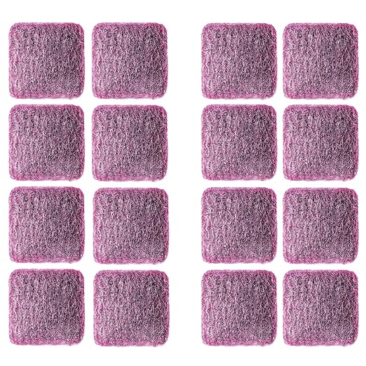 16-Pack Individually Wrapped Red Carbon Steel Soap Pads | Fine Steel Wool Pads for Gentle Cleaning | Glass & Automotive Metal Parts Cleaner