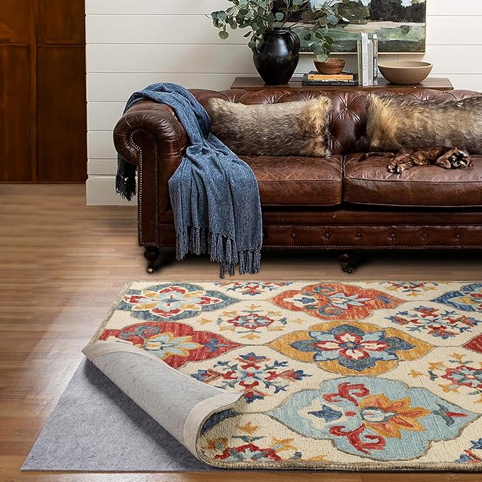 Superior Indoor Area Rug Pad, Non-Slip, Non-Skid, Floor Protector, Hardwood and Tile Floor Padding, Furniture Protector Pad, Carpet Gripper Mat, Felt and Rubber Rug Grip, Lima Collection, 6' x 9'