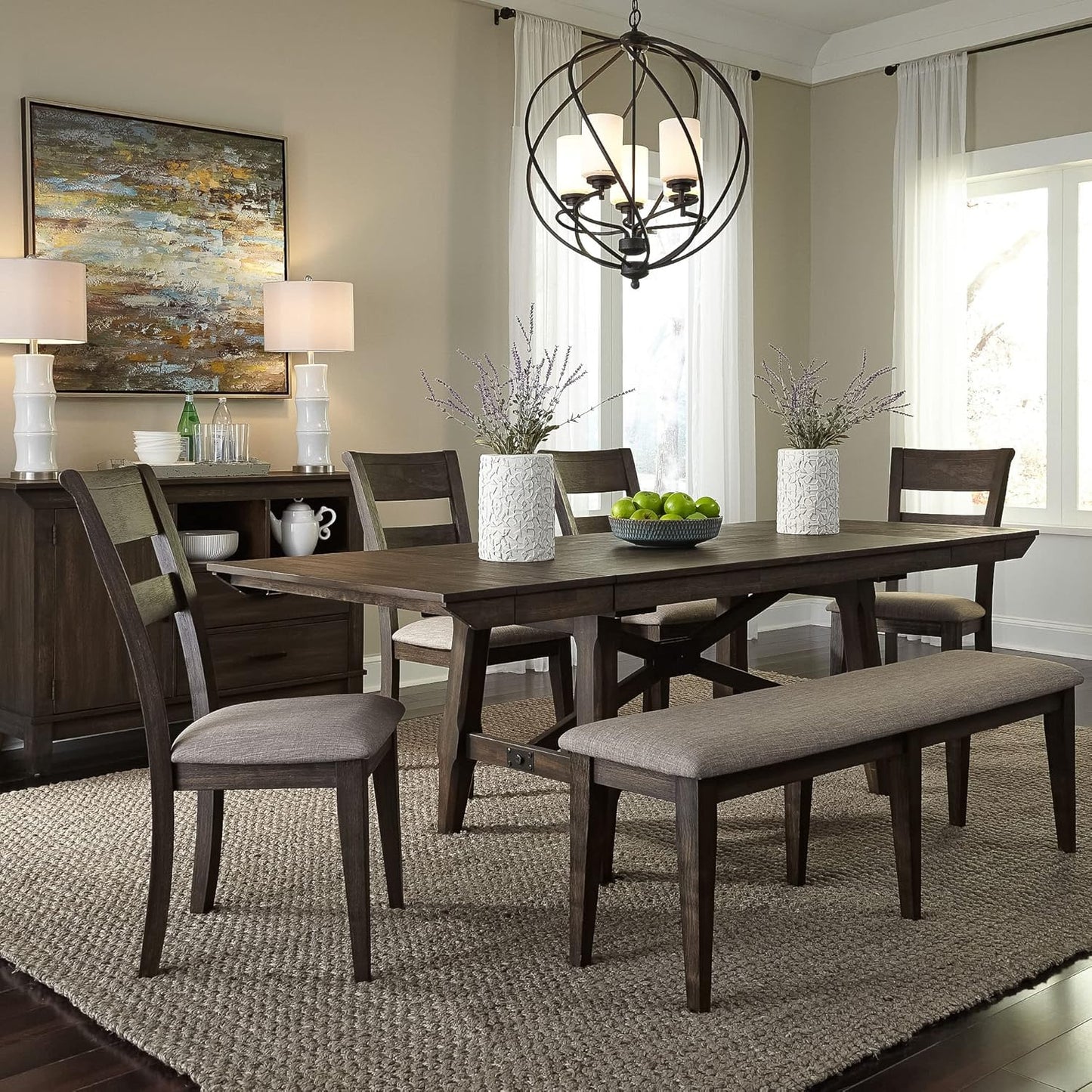 LIBERTY FURNITURE INDUSTRIES, INC. Double Bridge Trestle Table Set