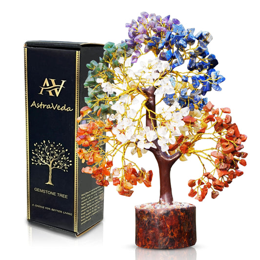 AstraVeda 500 Beads 7 Chakra Tree of Life - Large Crystal Feng Shui Positive Energy Tree - Meditation Gift, Crystals and Stones, Spiritual Items, Home Office Decor