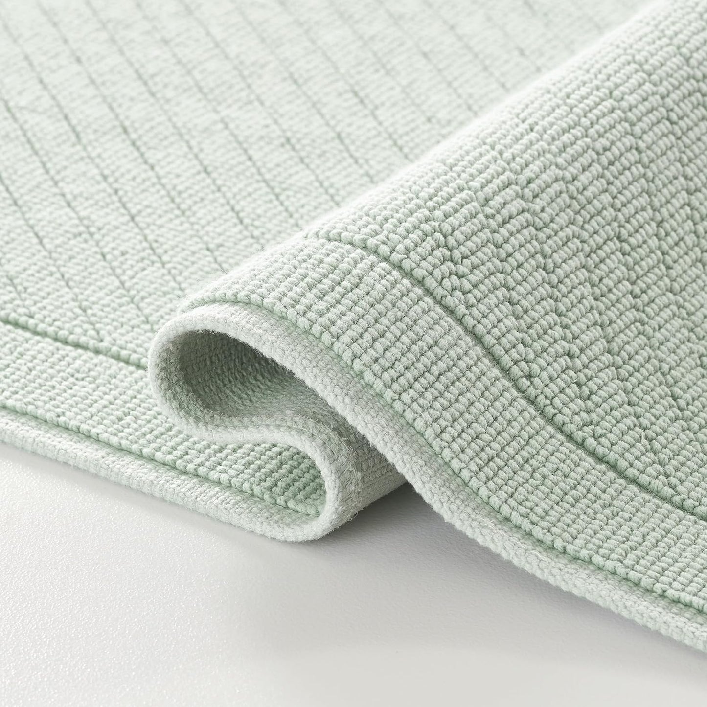 Arkwright 100% Cotton Bathroom Rug - High Absorbent Stylish Textured Woven Design Bath Mat, Slip Resistant Backing for Shower and Bathtub Floor, 20x32 in - Green