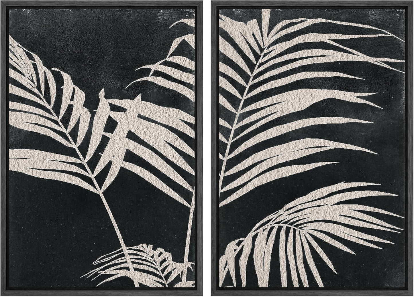 SIGNWIN Framed Canvas Print Wall Art Palm Leaf Print, Minimalist Wall Art, Black White Wall Art Prints for Living Room, Bedroom, Office - 24"x36"x2 Black