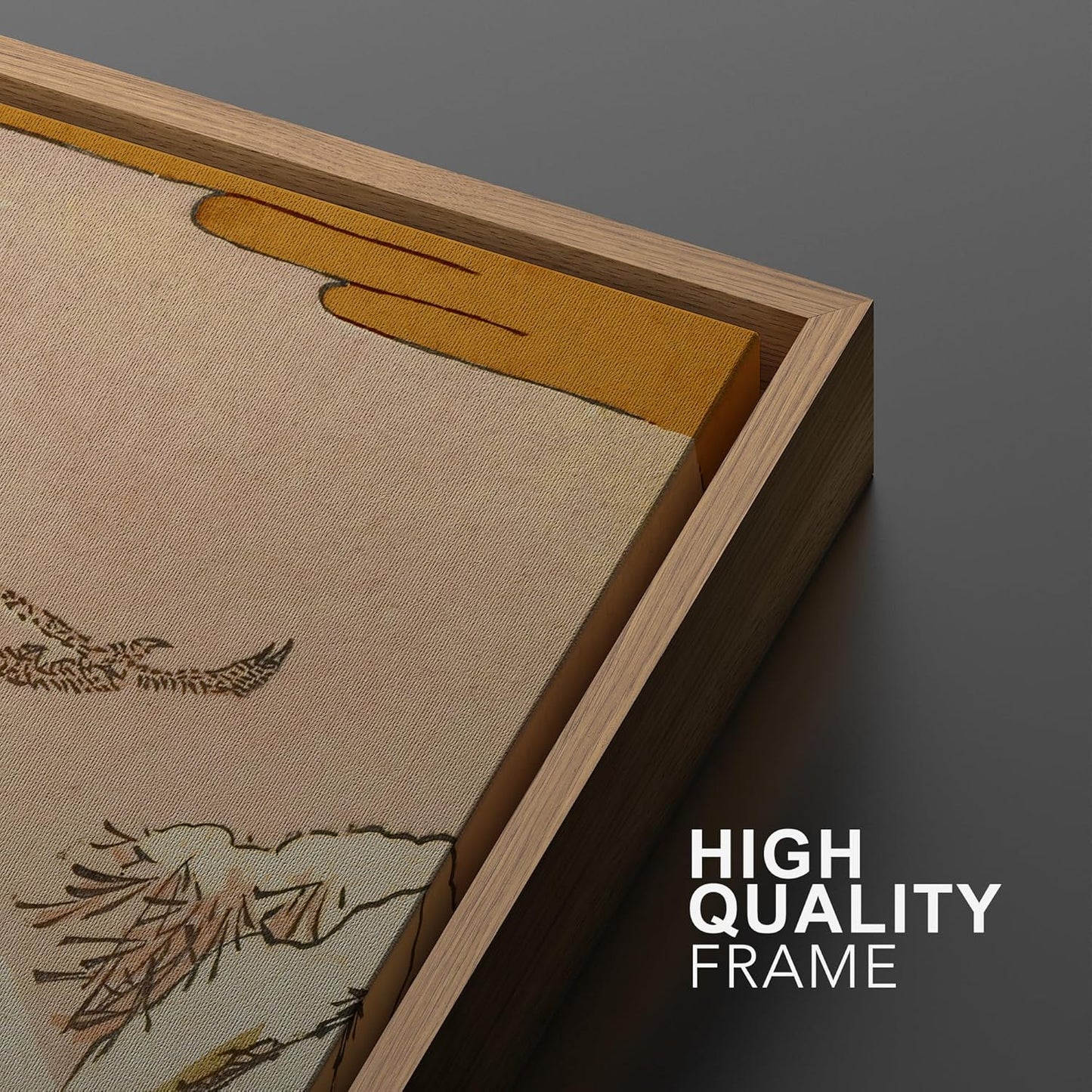 SIGNWIN Framed Canvas Print Wall Art Set Japanese Crane Vintage Style Bird and Bamboo Illustrations Modern Art Rustic Minimal for Living Room, Bedroom, Office - 16"x24"x2 Natural