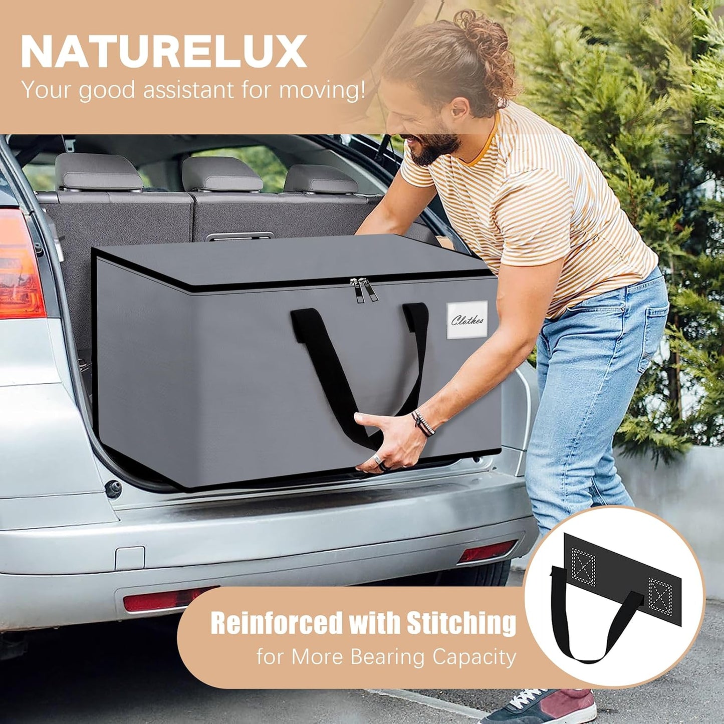 Heavy Duty Moving Bags - Extra Large Packing Bags and Storage Totes, Collapsible and Foldable Option for Moving and Storage, Grey, 93 L - 18 Pack