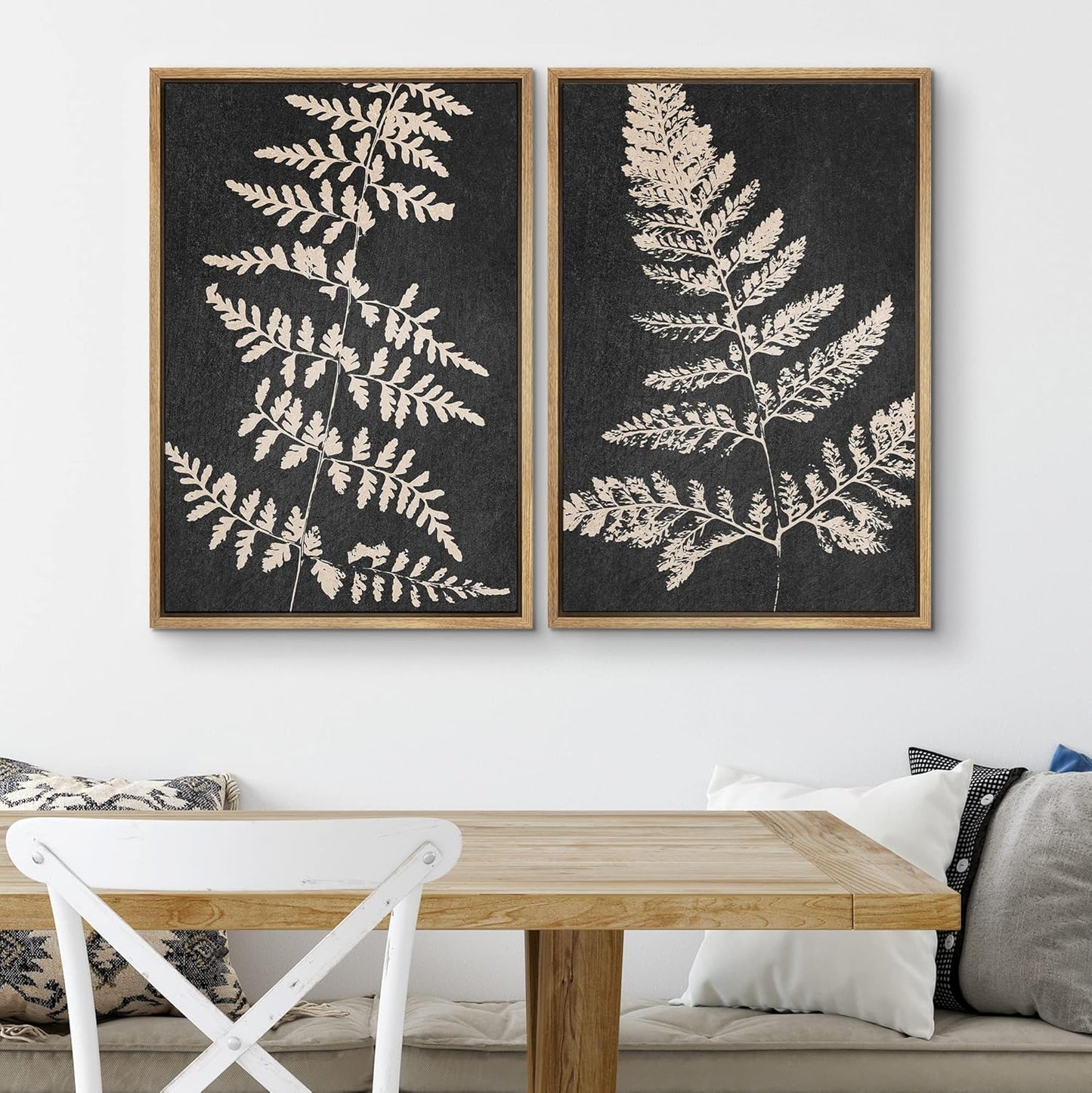SIGNWIN Canvas Print Wall Art Set Black Tan Forest Fern Plant Leaf Silhouette Nature Wilderness Illustrations Modern Art Rustic Multicolor for Living Room, Bedroom, Office - 16"x24"x2 Natural