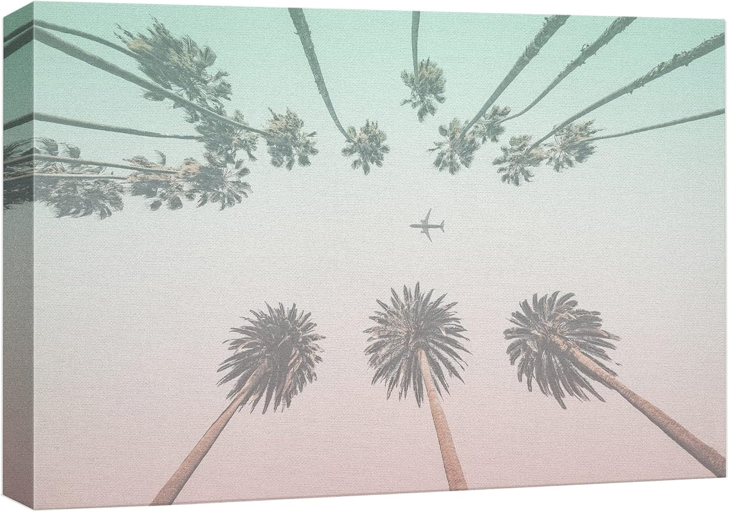 wall26 Canvas Print Wall Art Duotone Teal & Pink Los Angeles Palm Trees Architecture & Maps Cities Photography Realism Scenic Colorful for Living Room, Bedroom, Office - 32"x48"