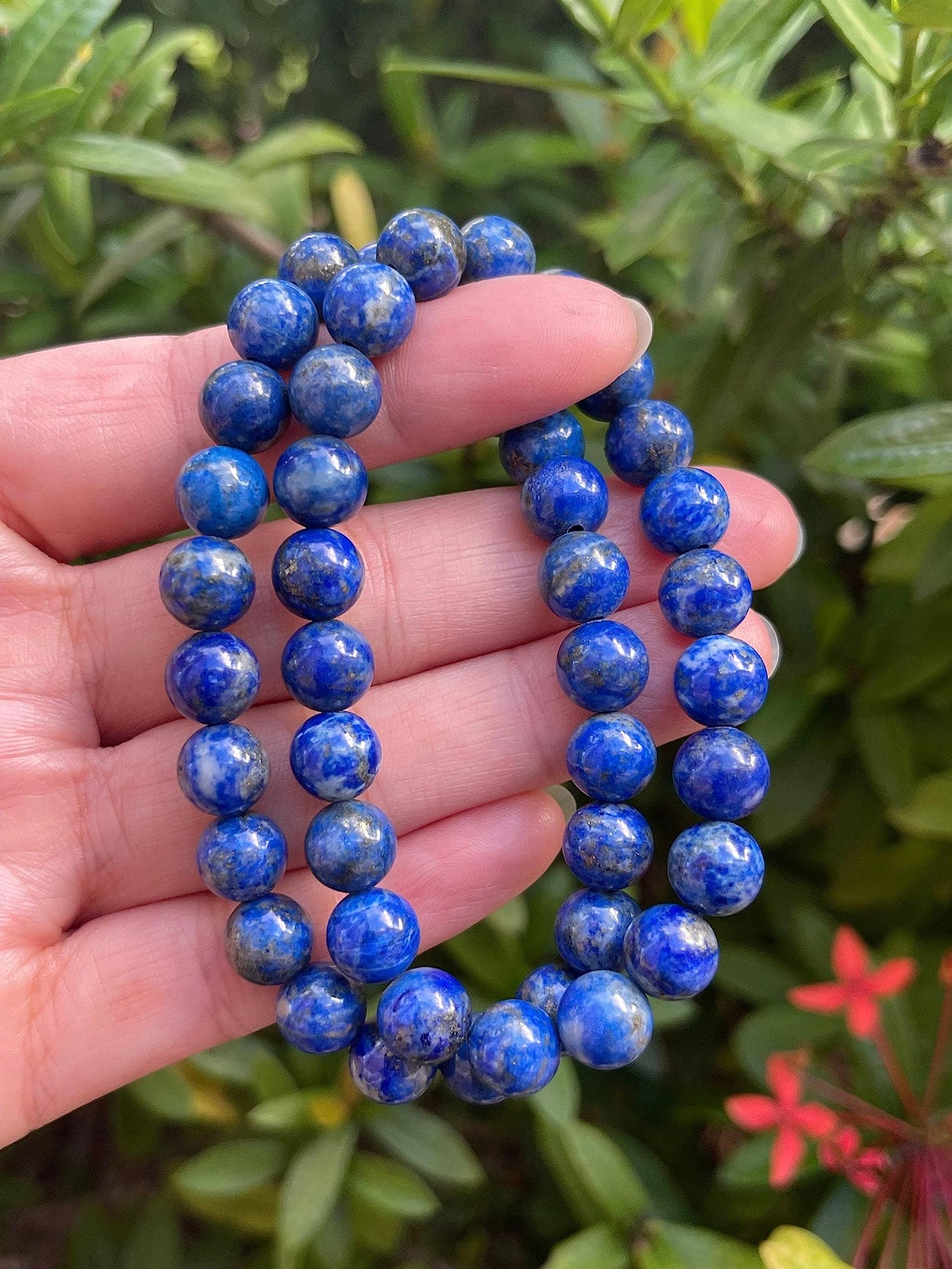 GAF TREASURES Lapis Lazuli Crystal Bead Bracelet 8mm, Genuine Lapis Lazuli Stretch Gemstone Bracelet, Healing Crystal Bracelet, Gift for Men & Women (1)