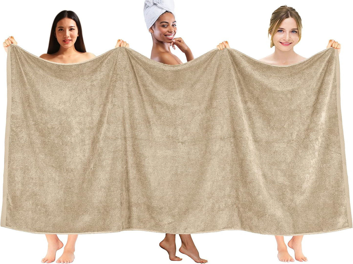DAN RIVER Pack of 1 Bath Sheet 40x80 Inches, Big Towels Oversized Extra Large Bath Towel, Absorbent Organic Cotton Towel - Tan