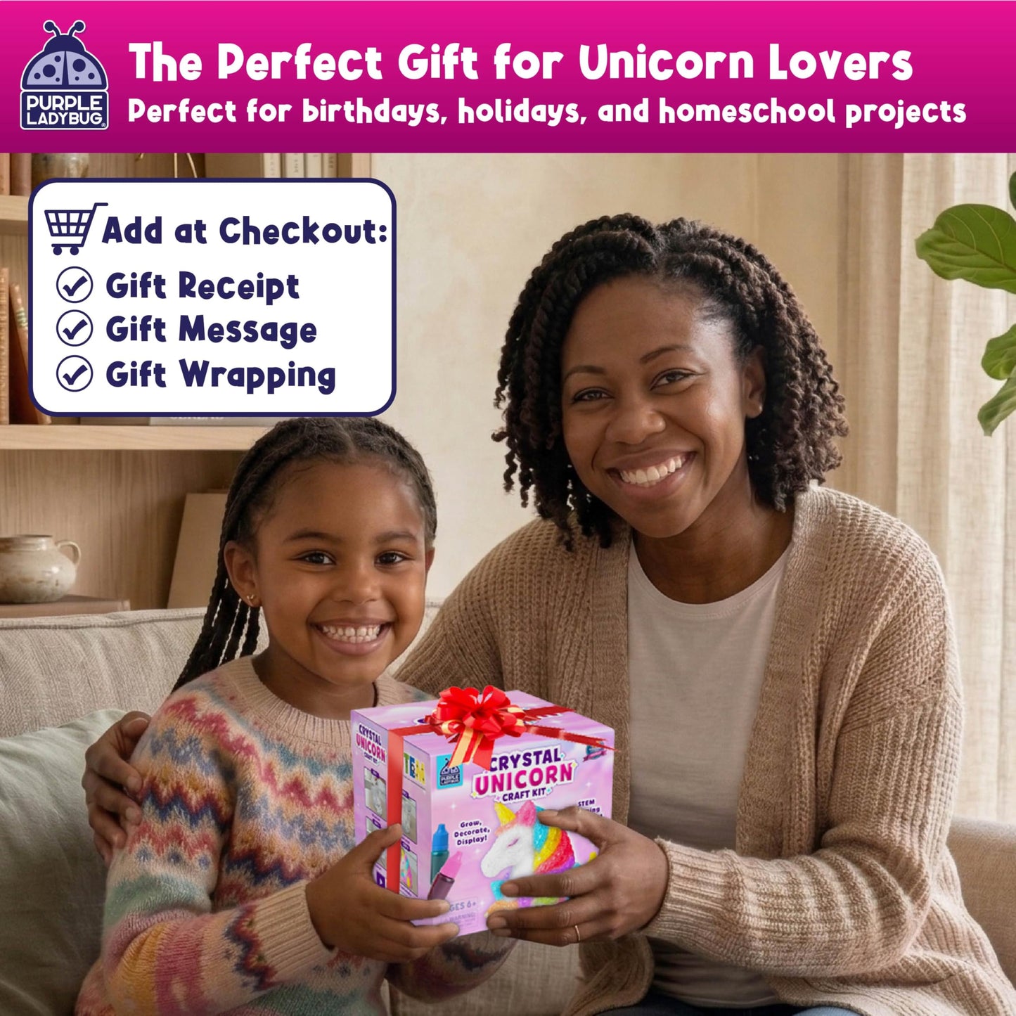Crystal Growing Kit-Birthday Gifts for Kids Ages 4 5 6 7 8, Crystal Making Experiment for Girls, Grow Your Own Unicorn Crystal, STEM Kit for Girls, Fun Summer Vacation Science Activity for Kids