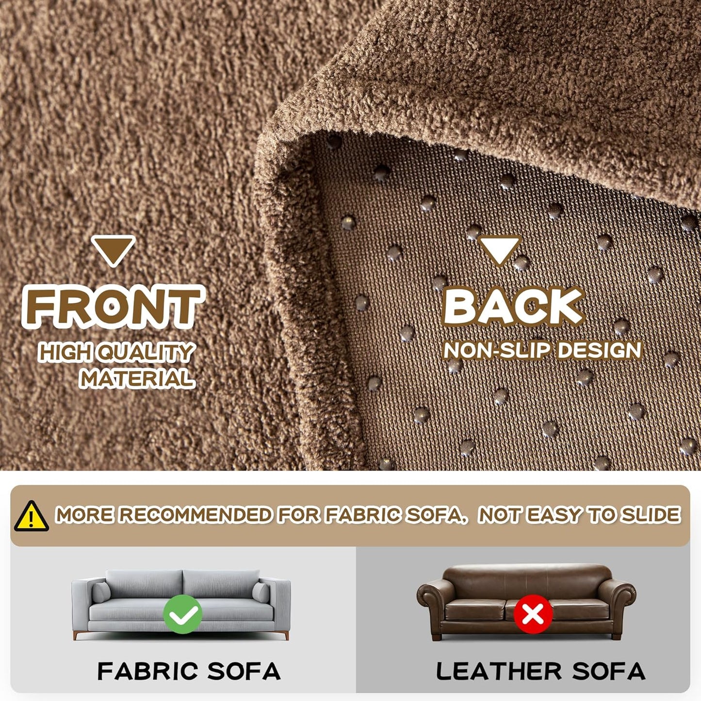 MYSKY HOME Sofa Slipcovers, Sofa Covers Washable, Couch Cover for 3-4 Cushion Couch Sofa, Dog Couch Cover Non Slip Soft Furniture Protector, 91"x 150", Dark Brown